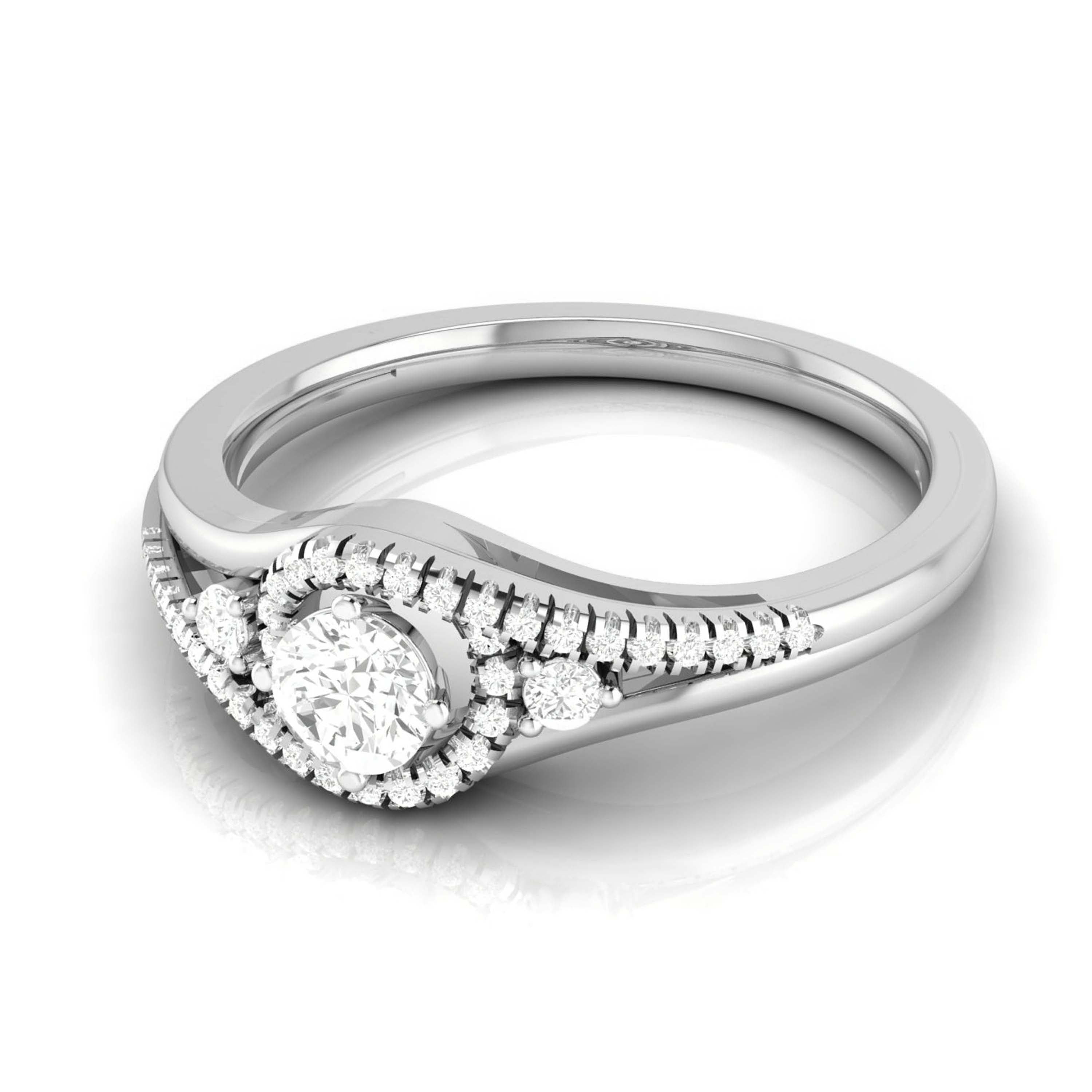 Designer Platinum Halo-Style Solitaire Engagement Ring JL PT R-13   Jewelove.US