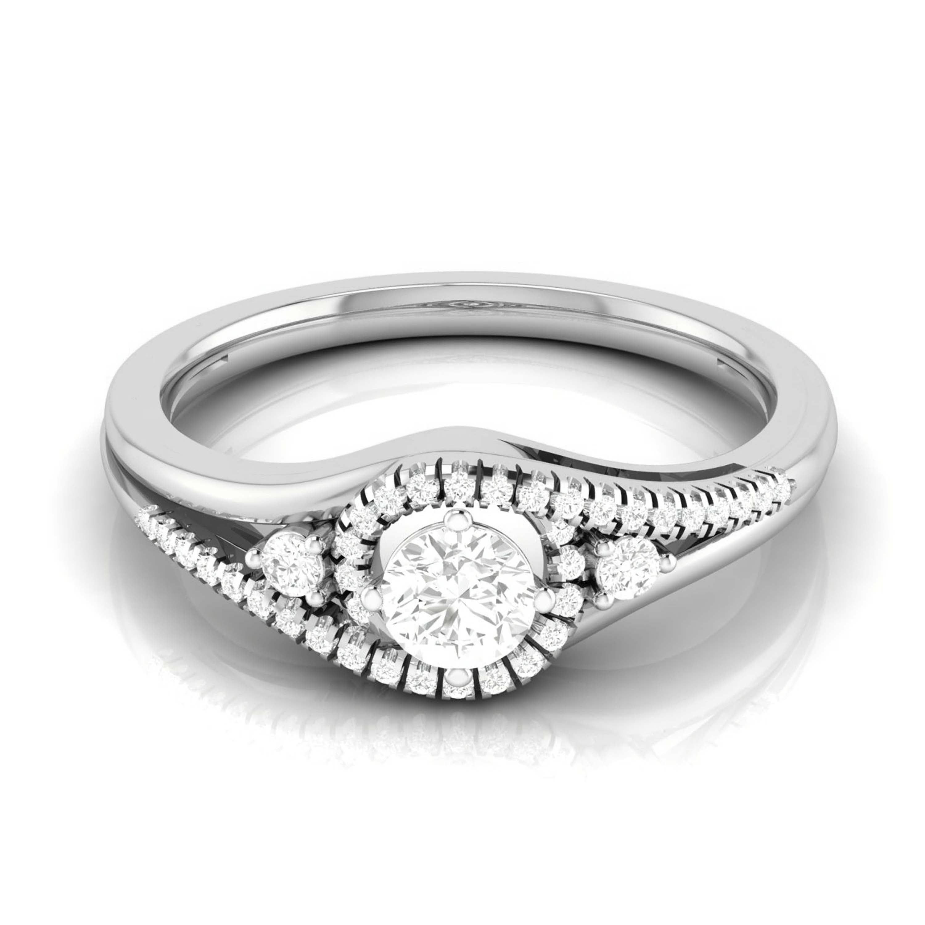 Designer Platinum Halo-Style Solitaire Engagement Ring JL PT R-13   Jewelove.US