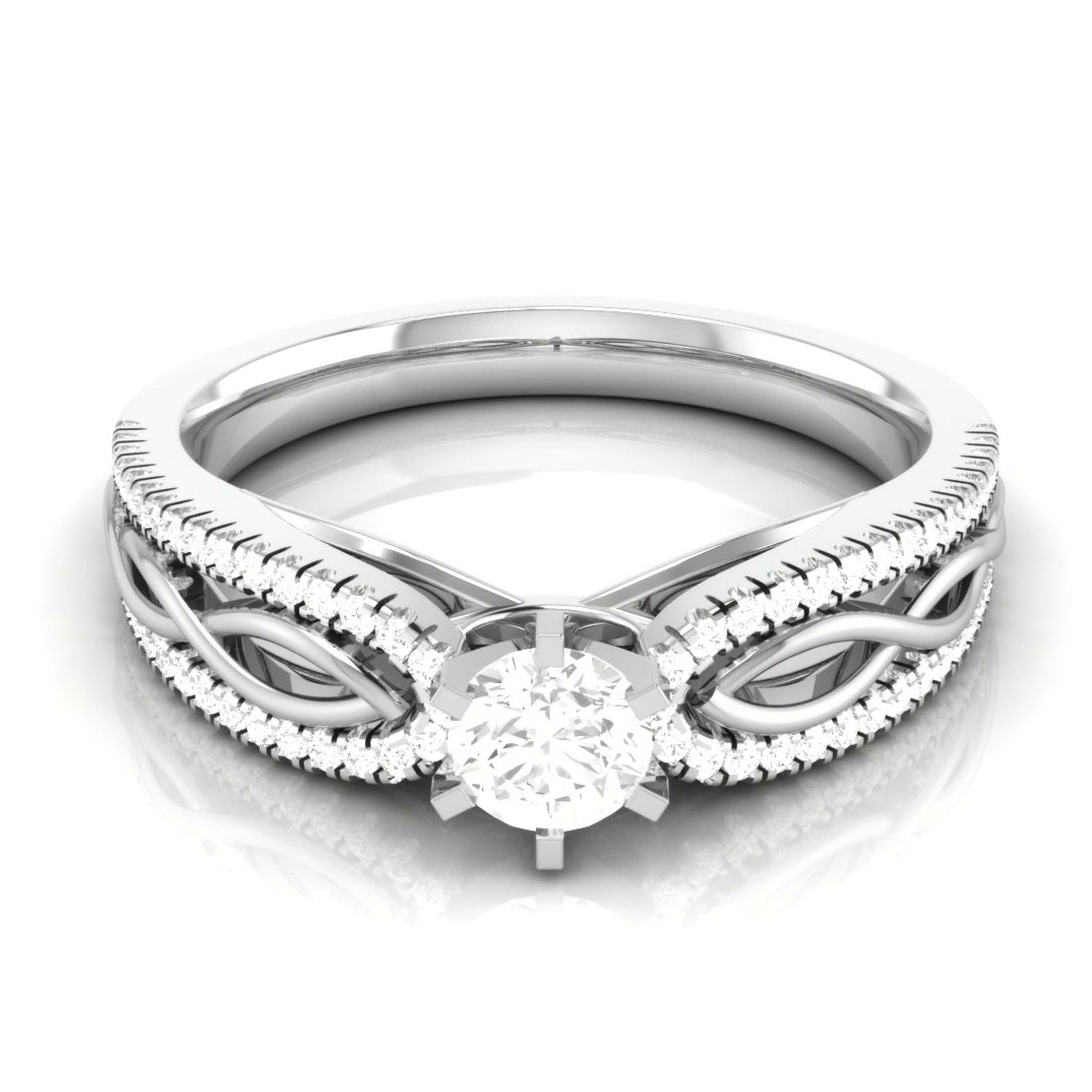 Designer Platinum Solitaire Engagement Ring with Infinity Shank for Women JL PT R-16   Jewelove.US