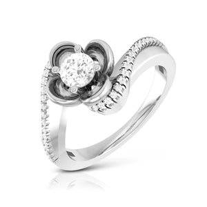 30 Pointer Designer Flower Platinum Solitaire Engagement Ring JL PT R-30  VS-J-Women-s-Band-only Jewelove