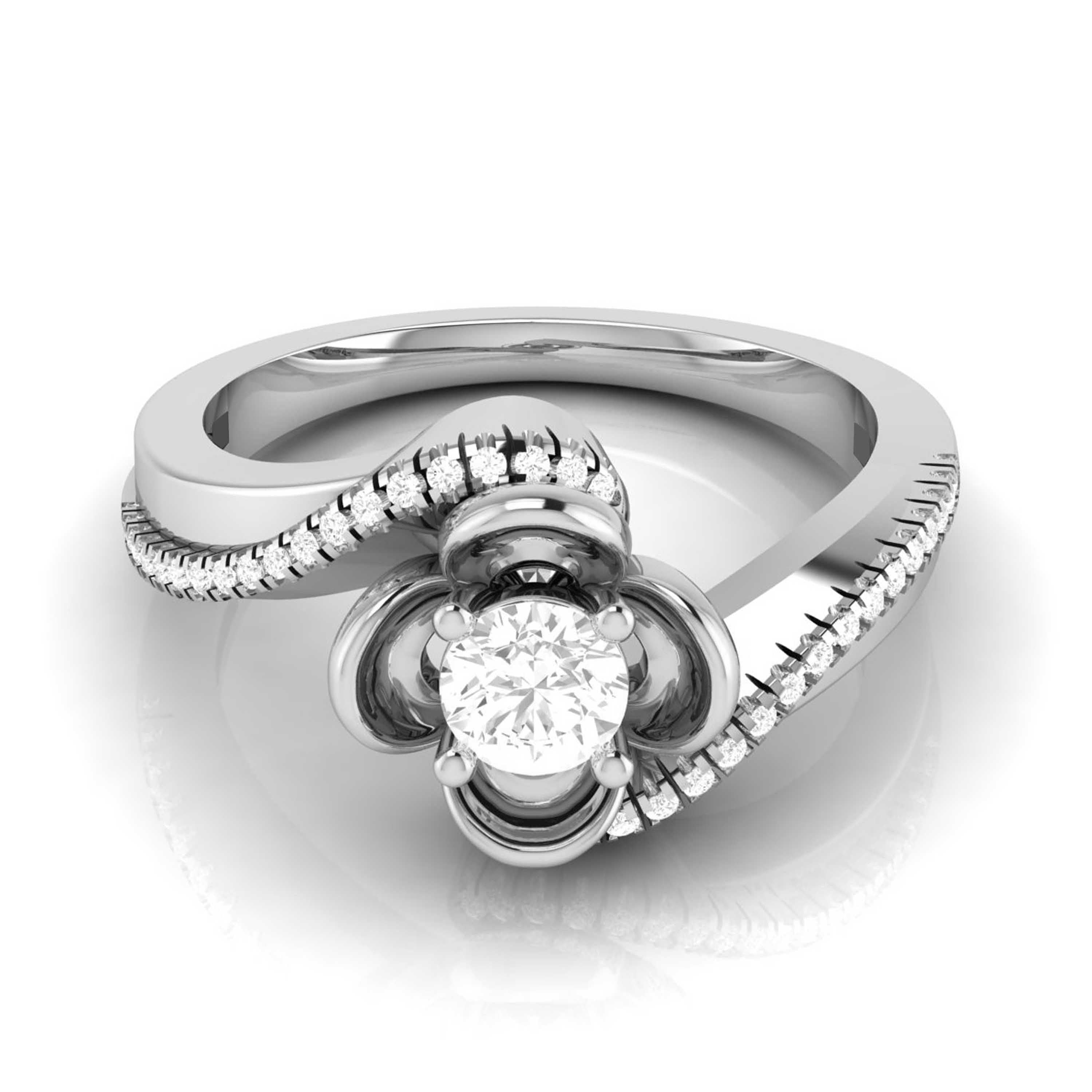 30 Pointer Designer Flower Platinum Solitaire Engagement Ring JL PT R-30   Jewelove