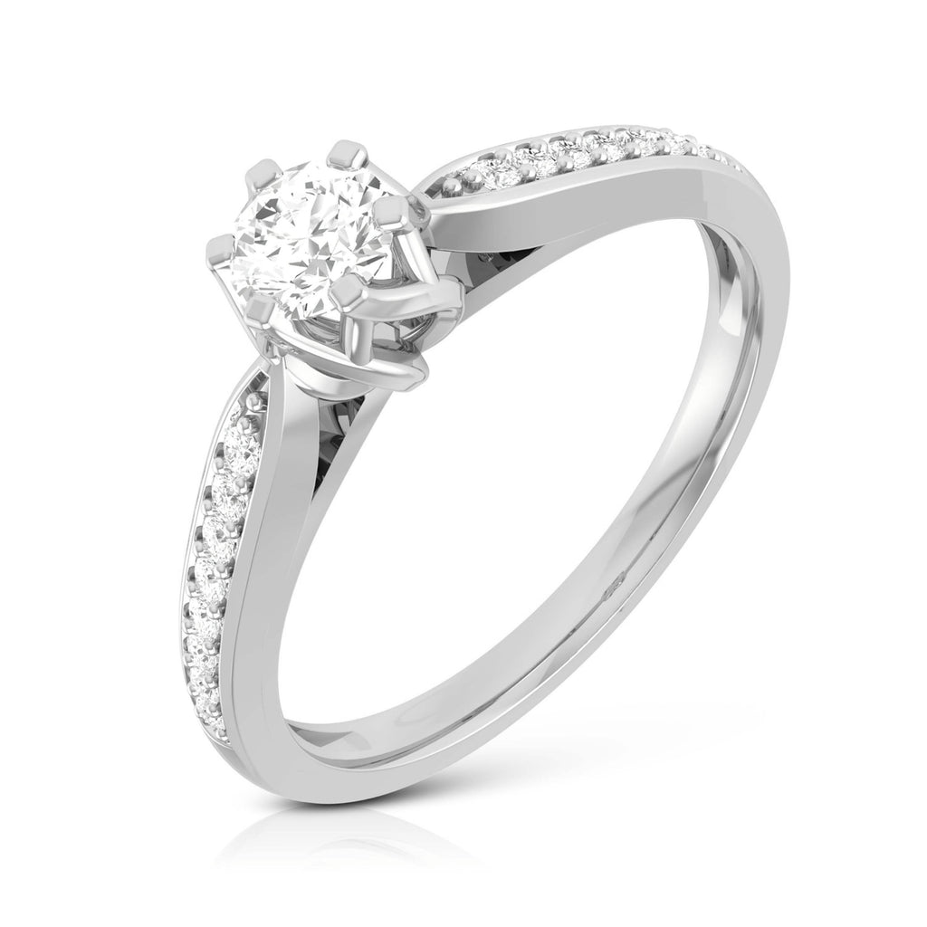 0.20cts. Solitaire 6 Prong Diamond Shank Ring for Women JL PT R-50   Jewelove.US