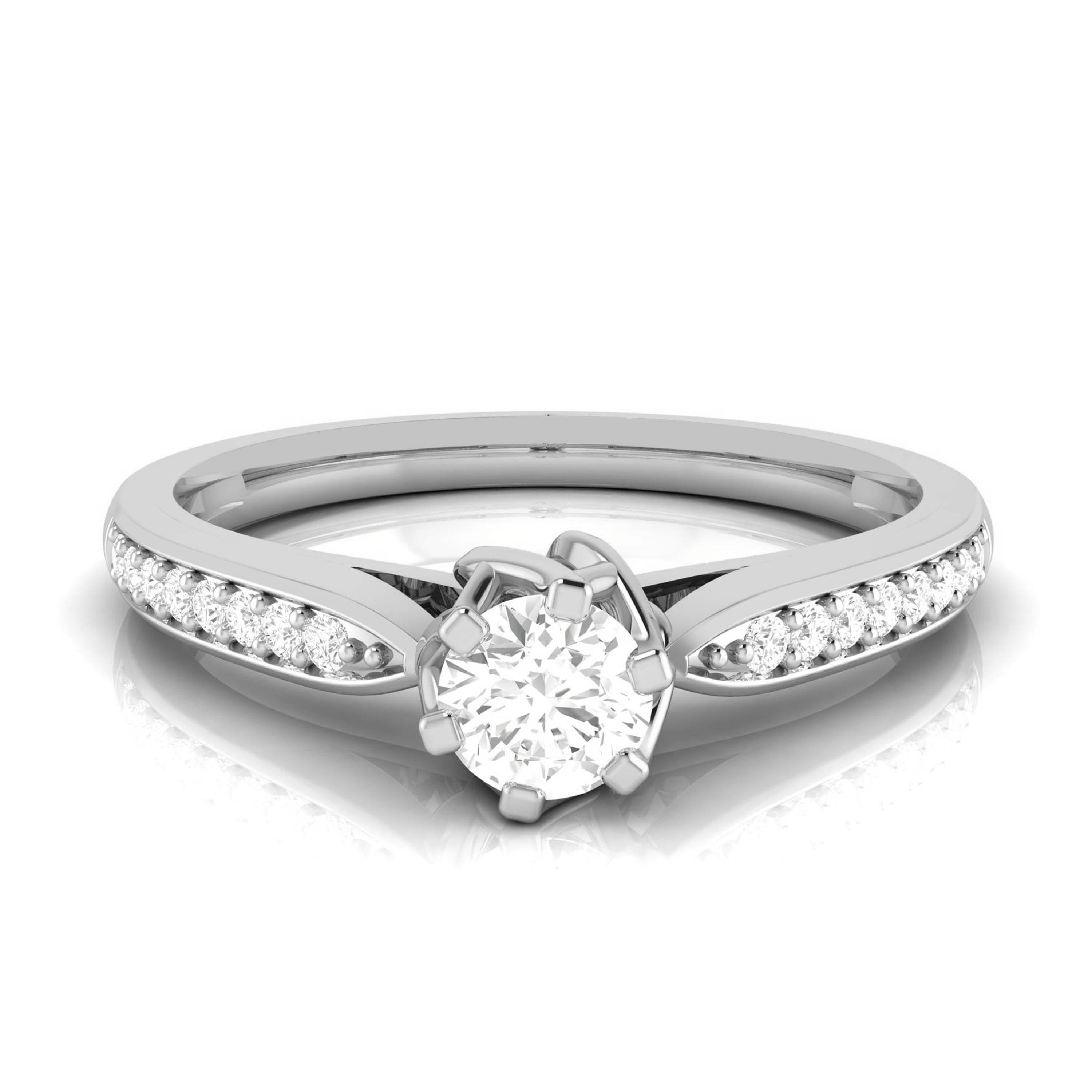 0.20cts. Solitaire 6 Prong Diamond Shank Ring for Women JL PT R-50   Jewelove.US