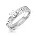 Load image into Gallery viewer, 25 Pointer Solitaire Platinum Diamond Shank Ring JL PT R-60   Jewelove.US
