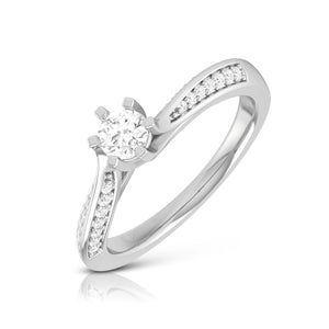 15-Pointer Platinum Diamond Shank Engagement Ring for Women JL PT R-62   Jewelove.US
