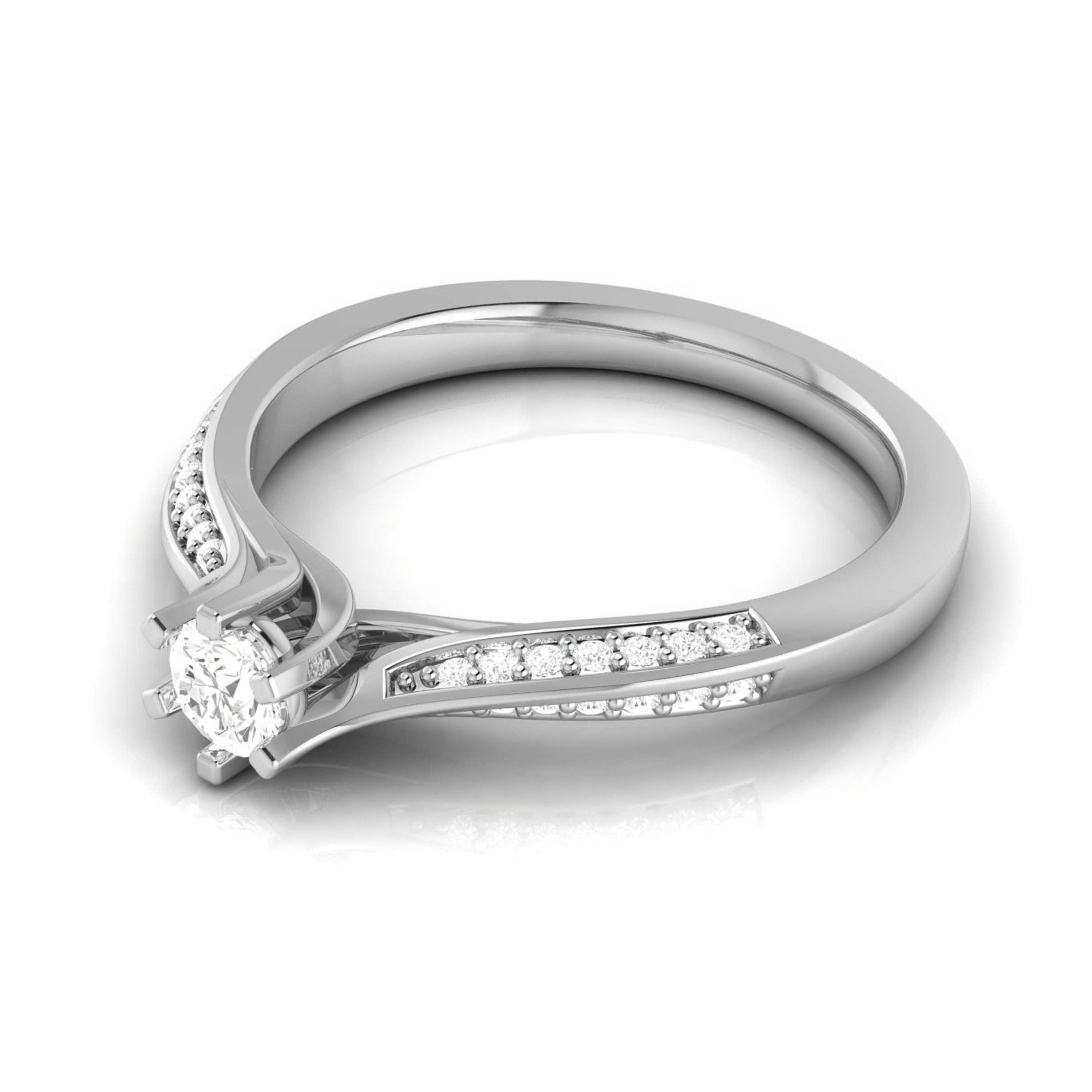 15-Pointer Platinum Diamond Shank Engagement Ring for Women JL PT R-62   Jewelove.US