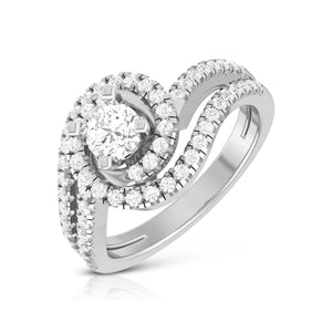 0.20cts Solitaire Double Halo Split Shank Platinum Diamond Engagement Ring for Women JL PT R-65   Jewelove.US