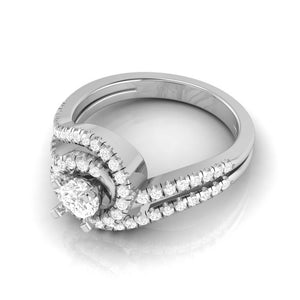 0.20cts Solitaire Double Halo Split Shank Platinum Diamond Engagement Ring for Women JL PT R-65   Jewelove.US