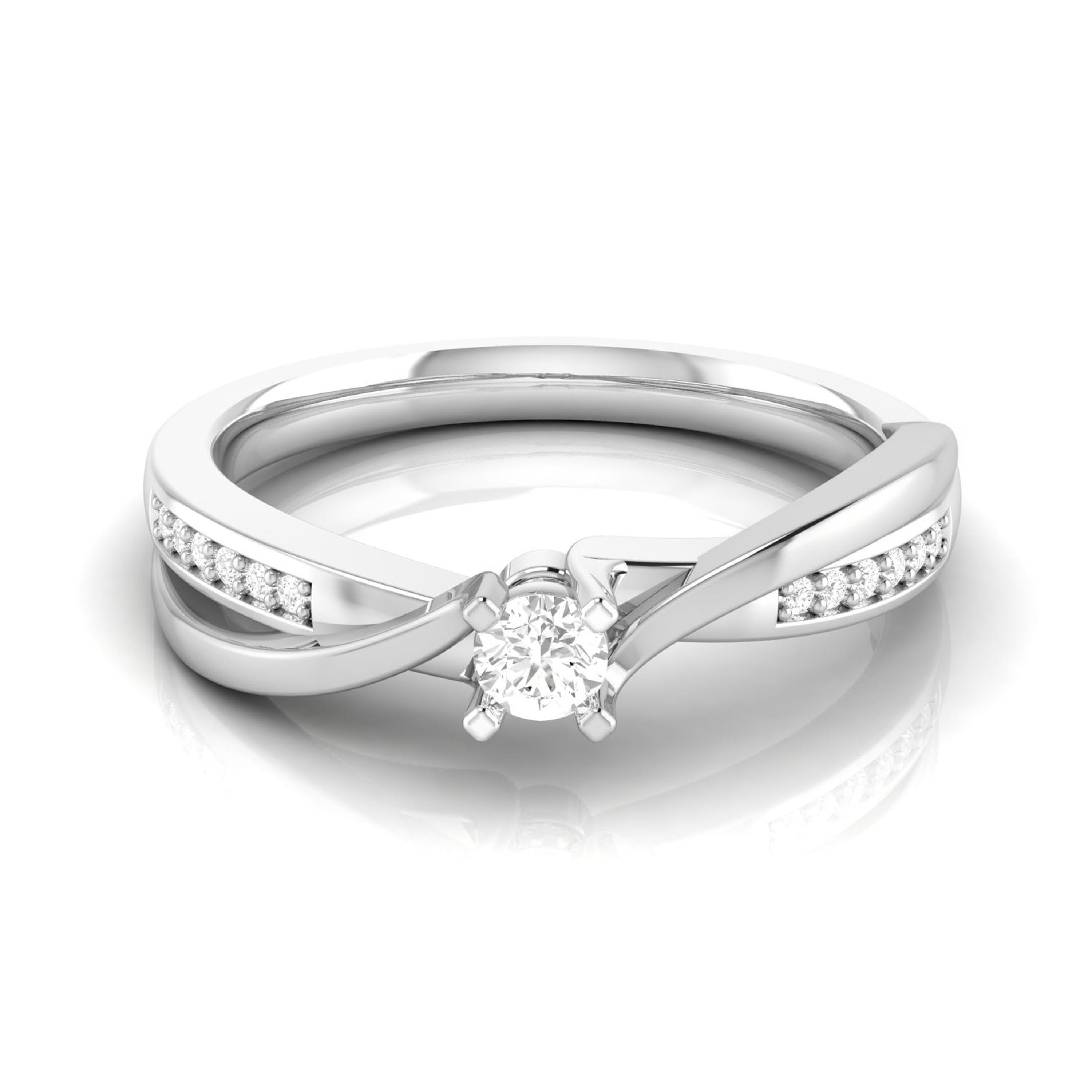 0.20cts. Solitaire Platinum Split Diamond & Twisted Shank Engagement Ring for Women JL PT R-68   Jewelove.US