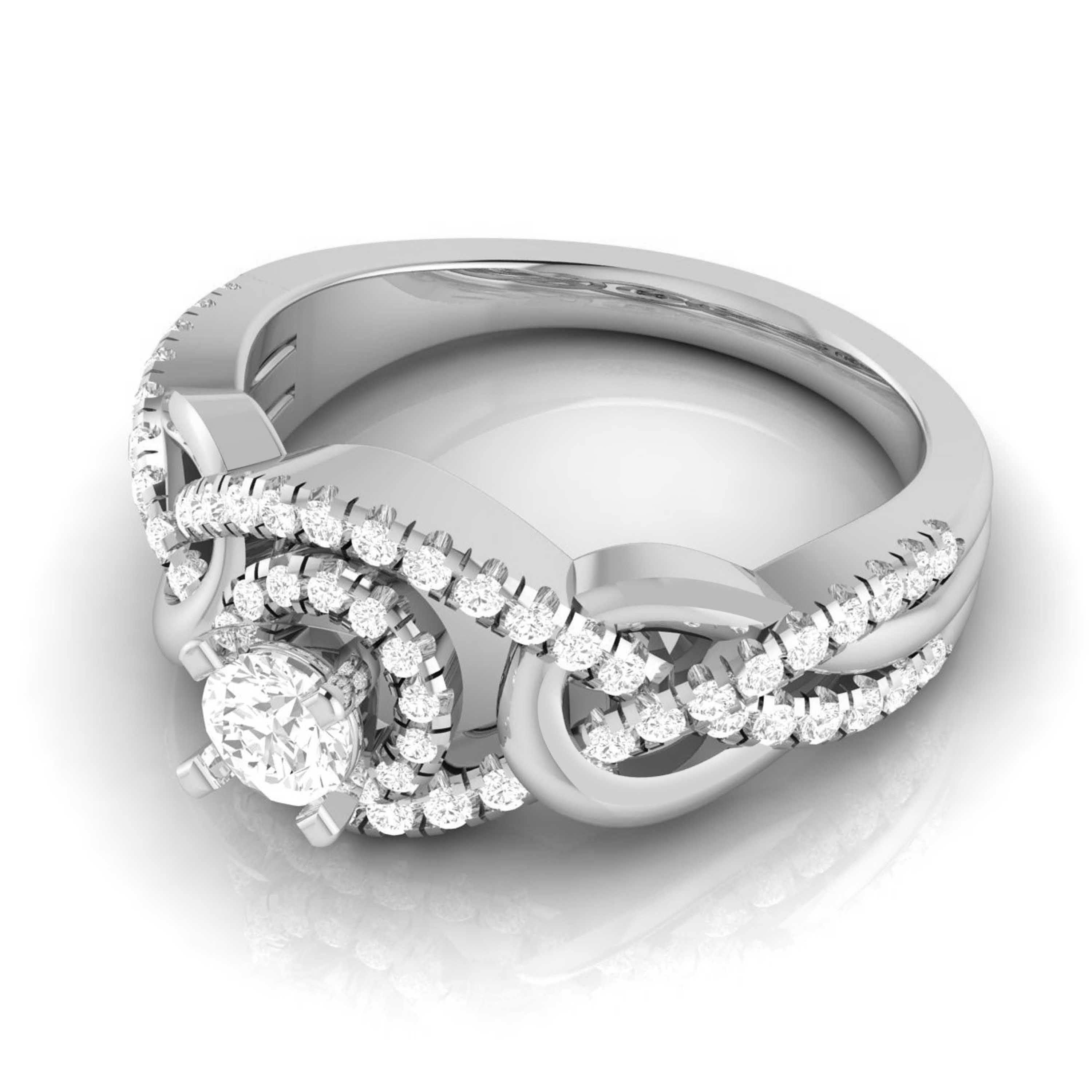 0.50cts Solitaire Halo Diamond Twisted Shank Platinum Engagement Ring JL PT R-76   Jewelove.US