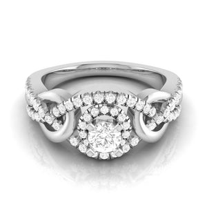 0.30cts Solitaire Halo Diamond Twisted Shank Platinum Engagement Ring JL PT R-76 - A   Jewelove.US