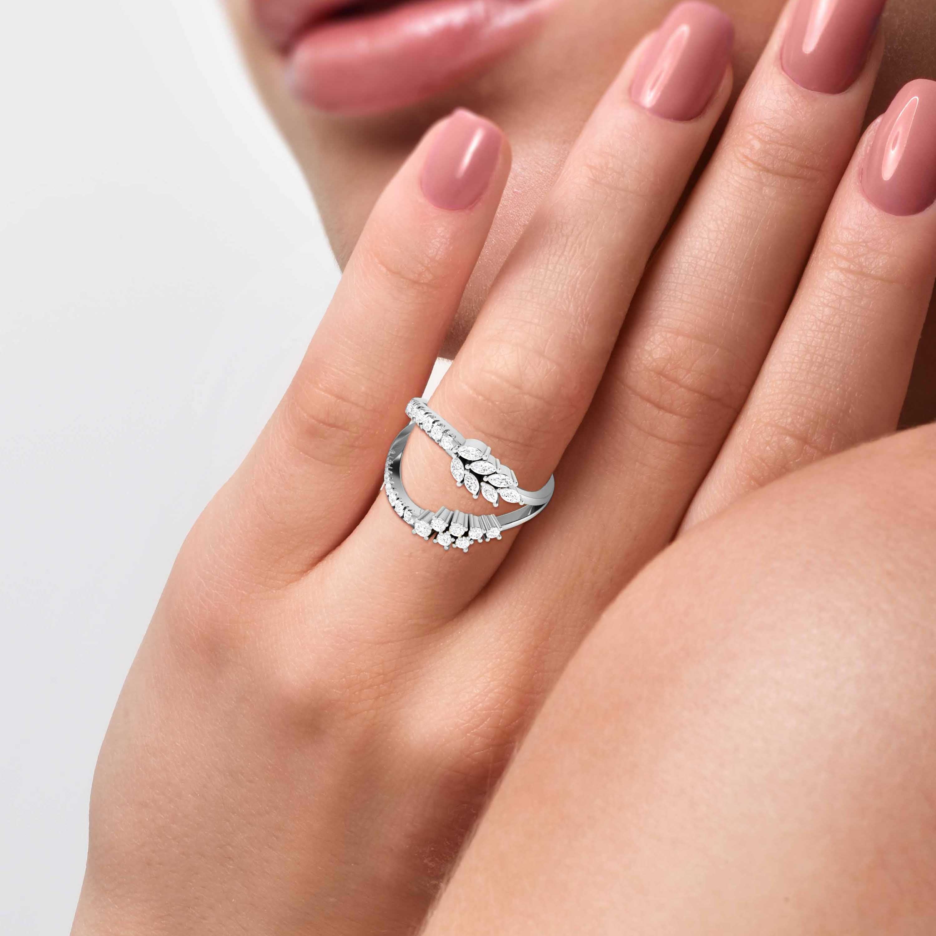 Platinum Ring Pear Marquise with Diamonds for Women JL PT DM 0035   Jewelove