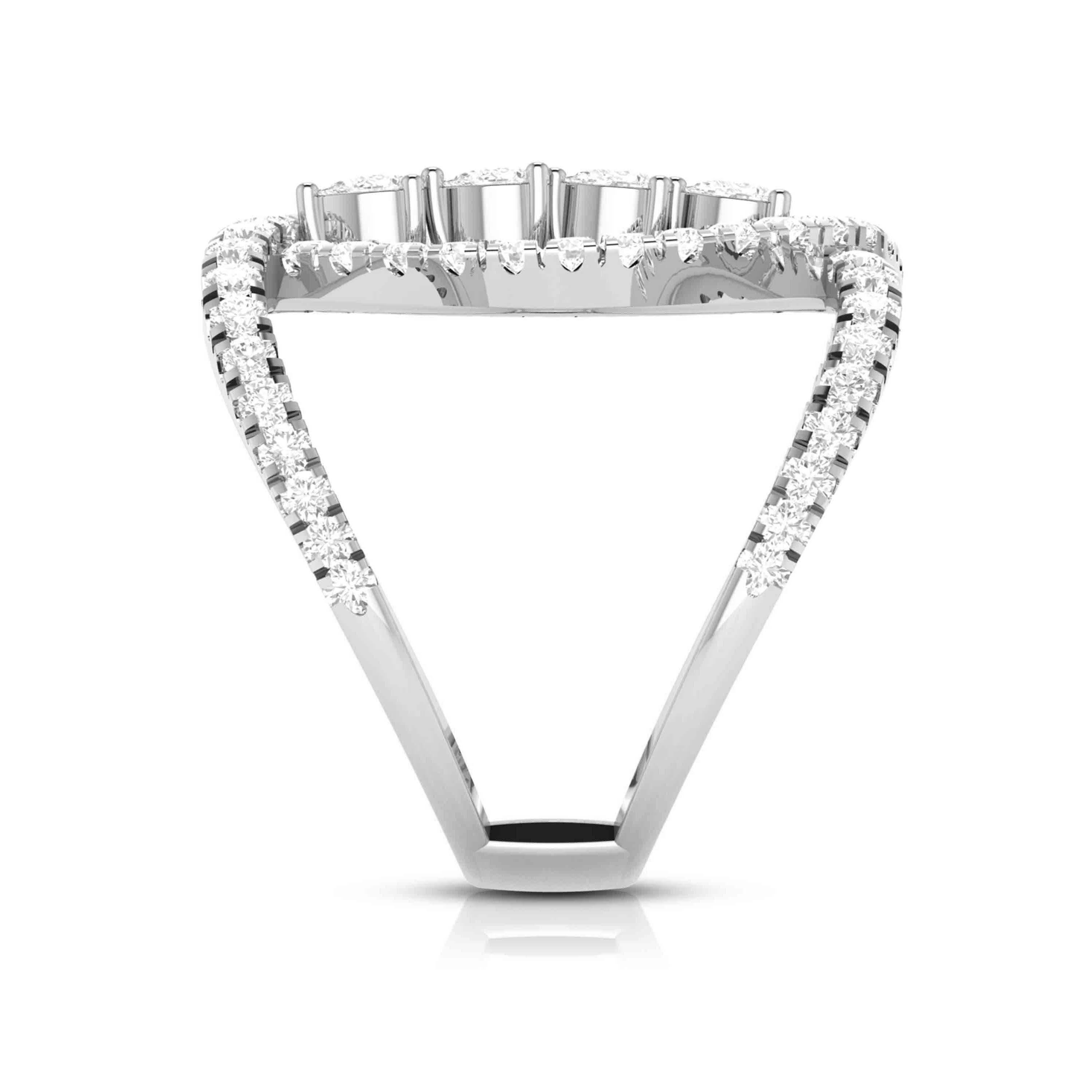 Platinum Pear Marquise Ring with Diamonds for Women JL PT DM 0056
