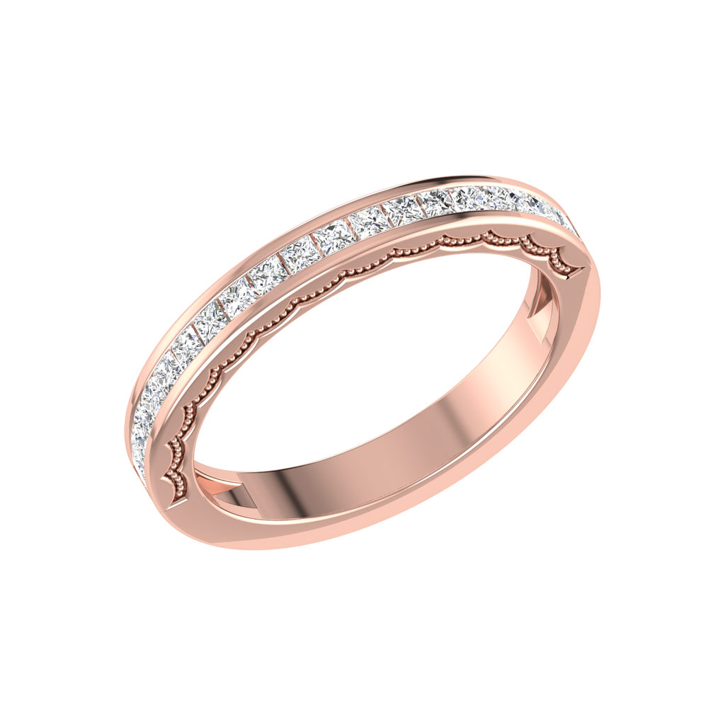 Half Eternity Rose Gold Princess Cut Diamond Ring JL AU RD RN 6764R   Jewelove.US