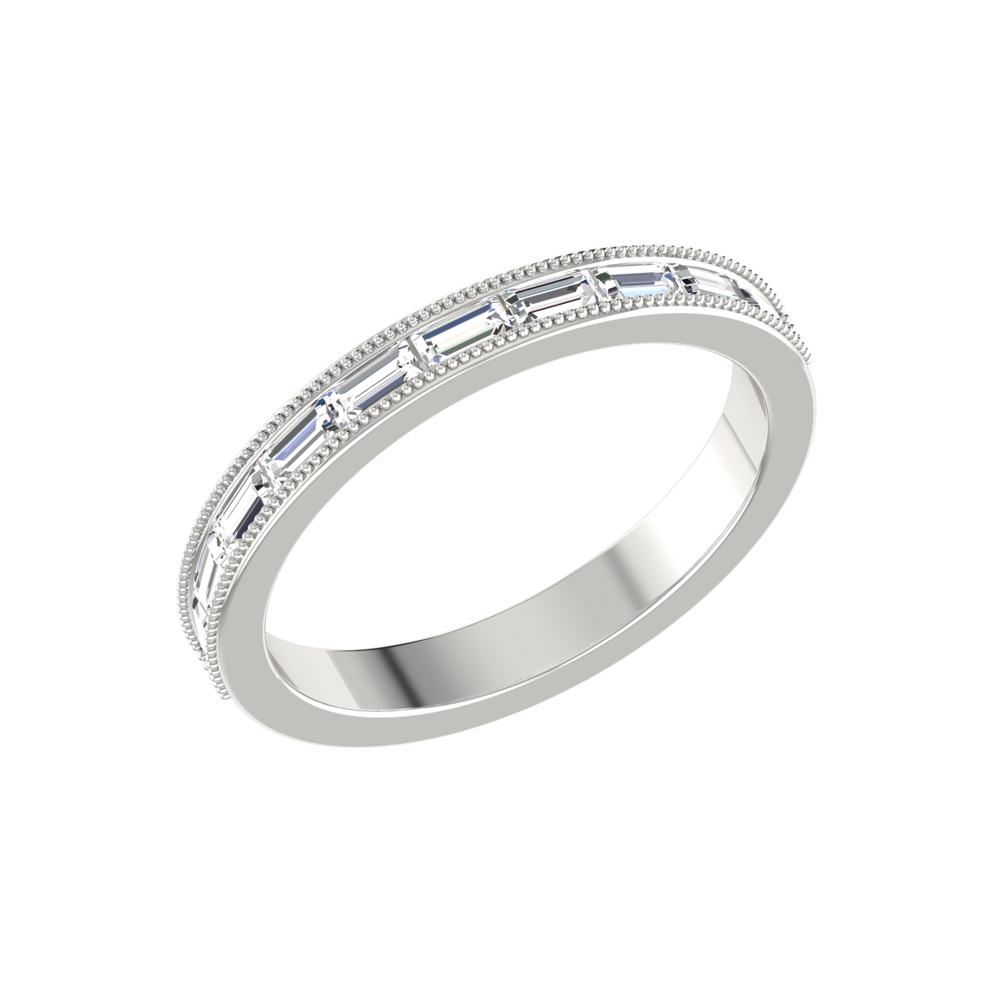 Designer Baguette Diamond Half Eternity Platinum Wedding Ring JL PT RD RN 6852   Jewelove.US