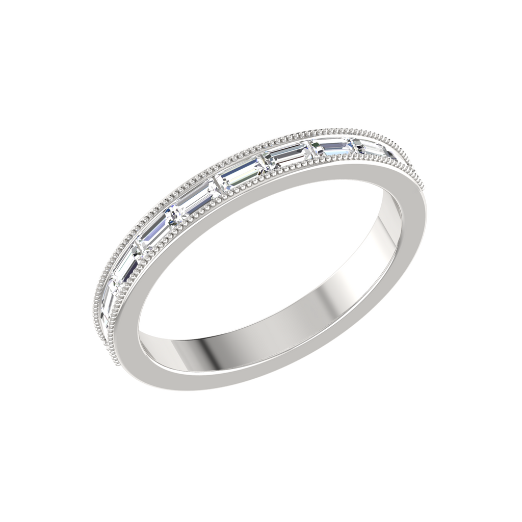 Designer Baguette Diamond Half Eternity Platinum Wedding Ring JL PT RD RN 6852   Jewelove.US