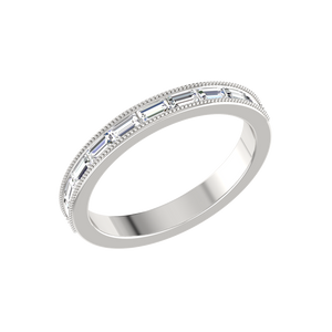 Designer Baguette Diamond Half Eternity Platinum Wedding Ring JL PT RD RN 6852   Jewelove.US