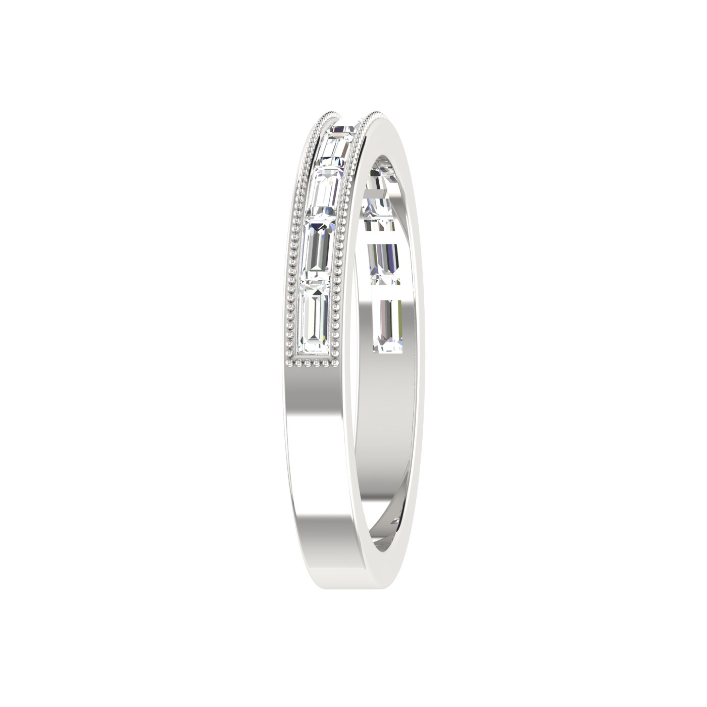 Designer Baguette Diamond Half Eternity Platinum Wedding Ring JL PT RD RN 6852   Jewelove.US