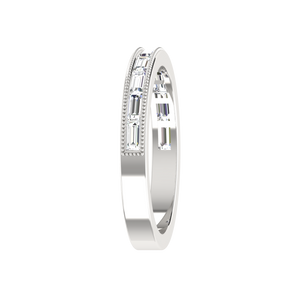 Designer Baguette Diamond Half Eternity Platinum Wedding Ring JL PT RD RN 6852   Jewelove.US