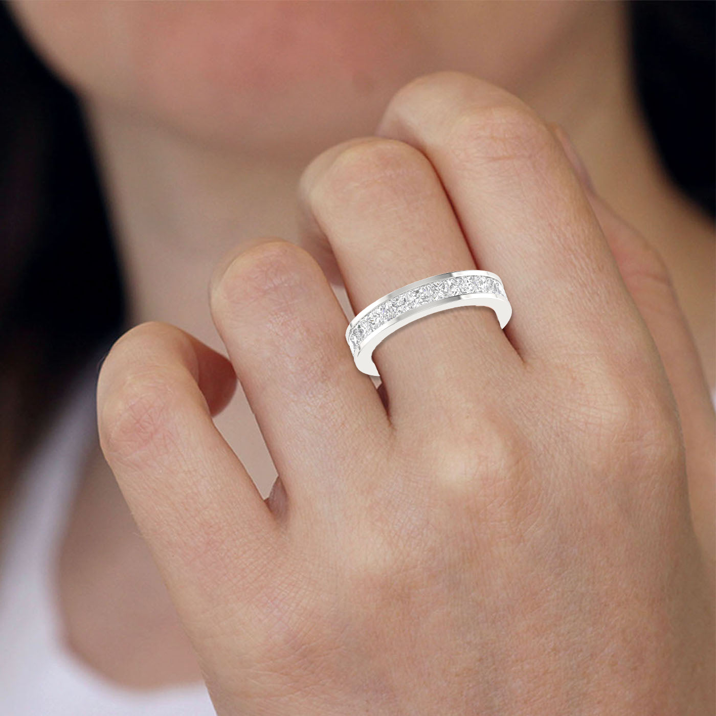 15 Pointer Eternity Princess Cut Diamond Platinum Wedding Ring for Women JL PT RD RN 9293   Jewelove
