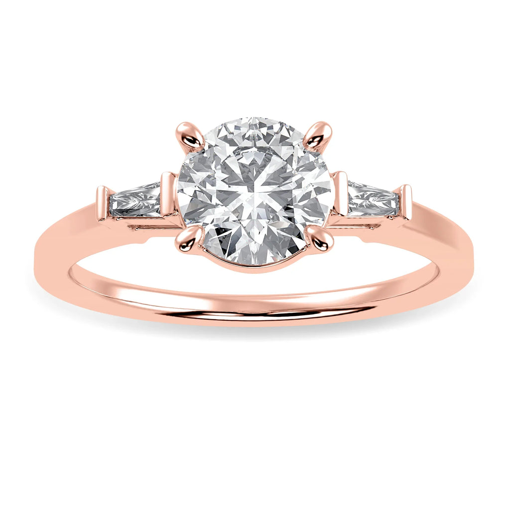 0.70cts. Solitaire Baguette Diamond Accents 18K Rose Gold Ring JL AU 1209R-B   Jewelove.US