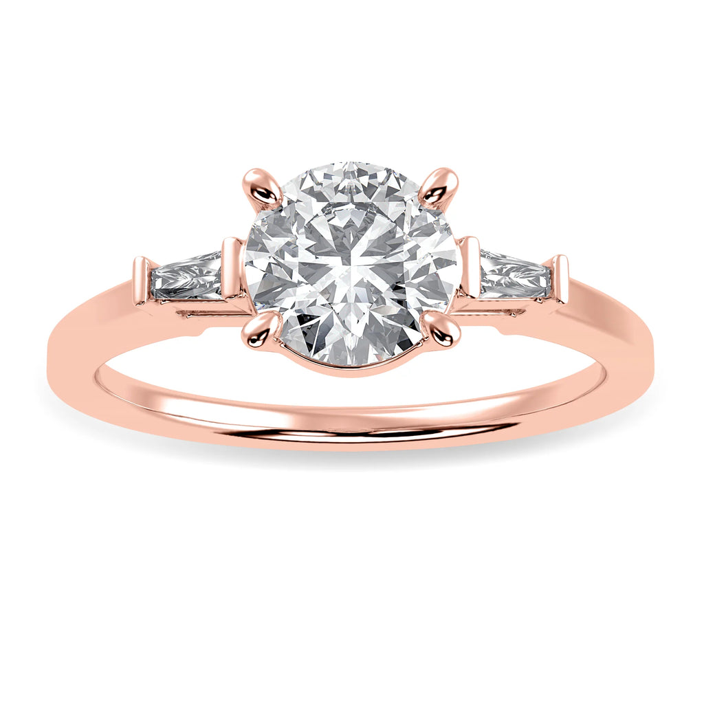 0.50cts. Solitaire Baguette Diamond Accents 18K Rose Gold Ring JL AU 1209R-A   Jewelove.US