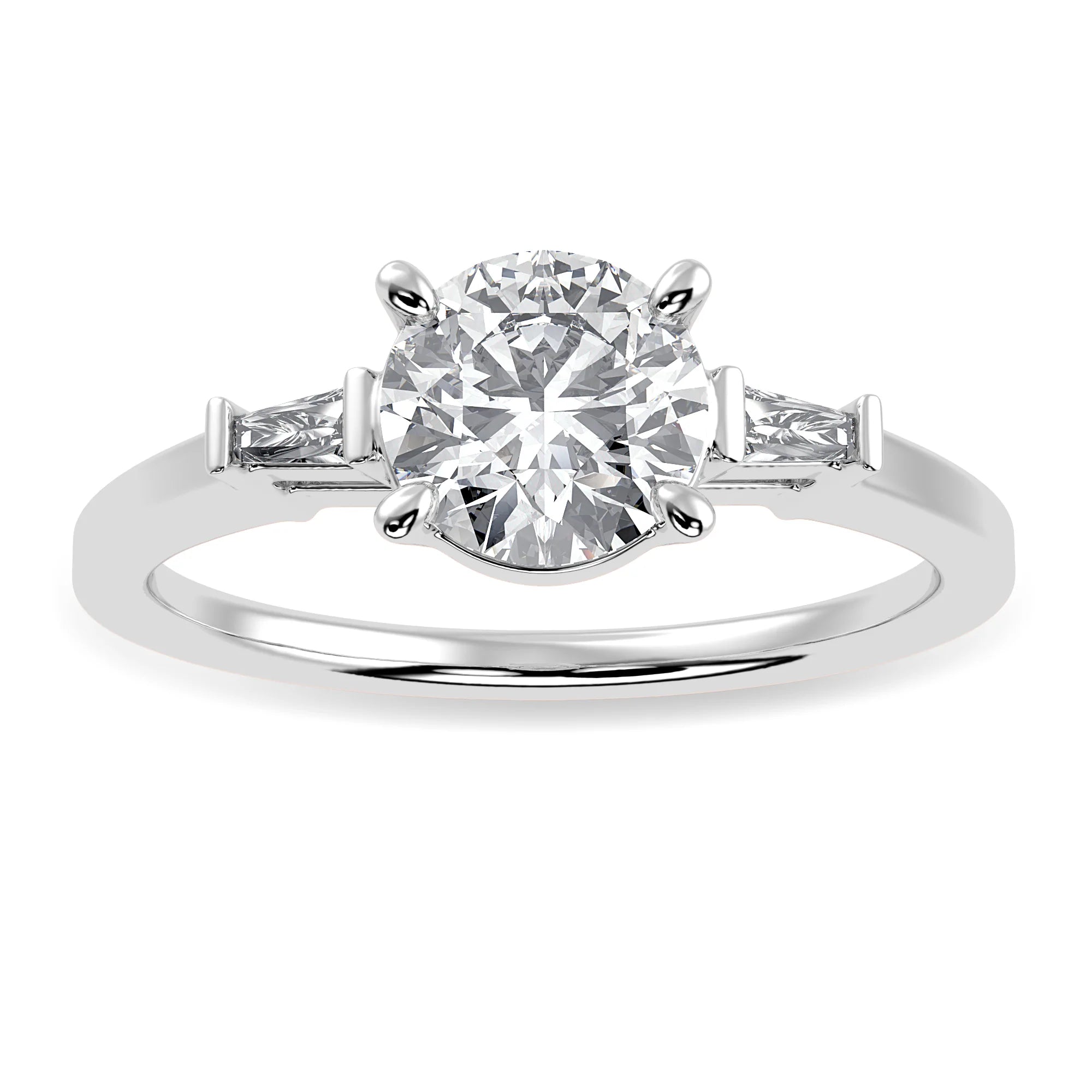 0.70cts Solitaire with Baguette Diamond Accents Platinum Ring JL PT 1209-B   Jewelove.US