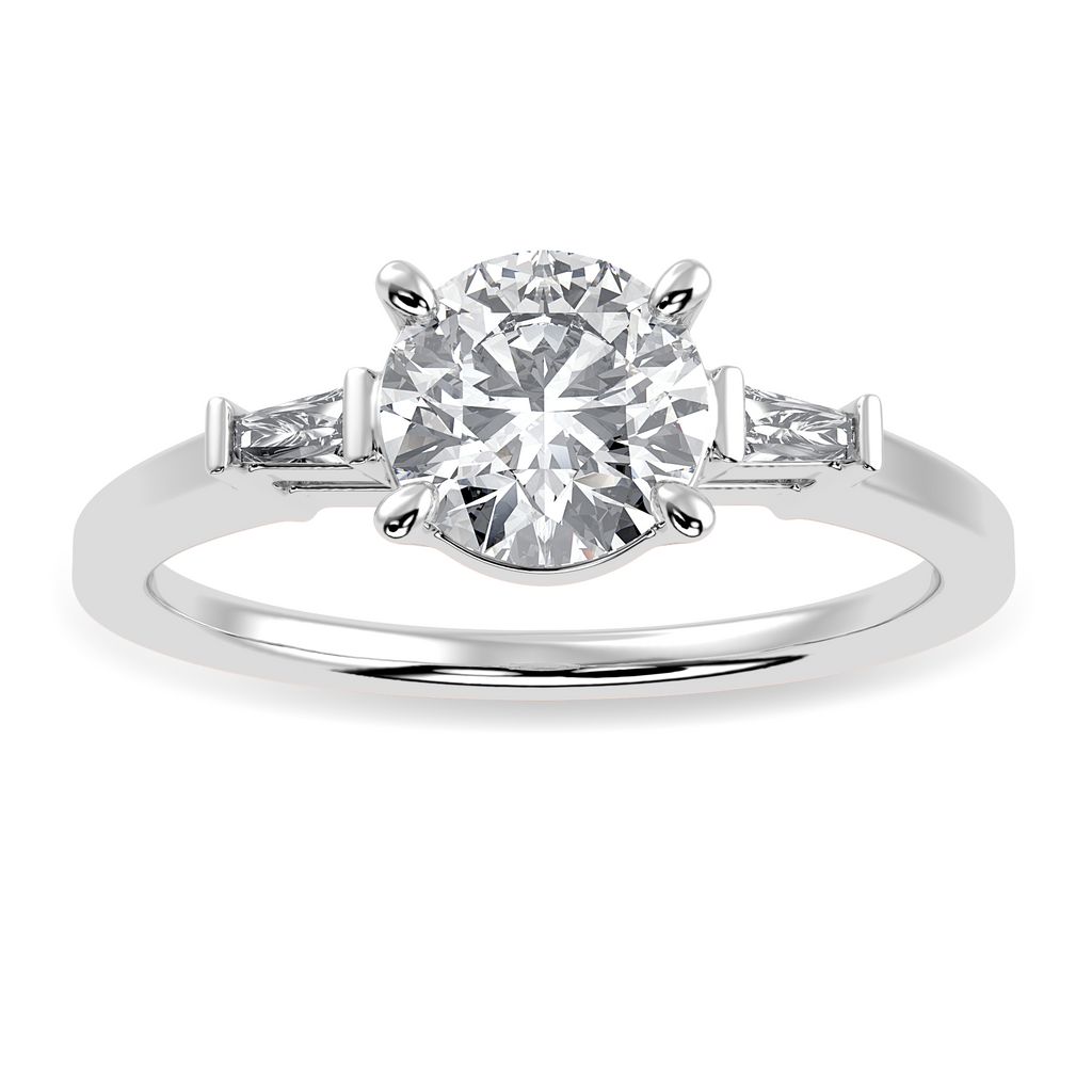 0.50cts Solitaire with Baguette Diamond Accents Platinum Ring JL PT 1209-A   Jewelove.US
