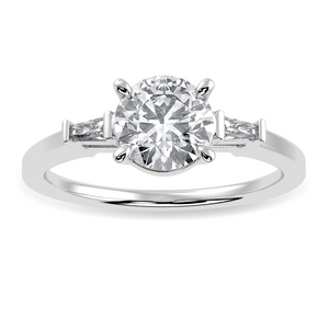 0.50cts Solitaire with Baguette Diamond Accents Platinum Ring JL PT 1209-A   Jewelove.US