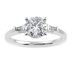 0.70cts Solitaire with Baguette Diamond Accents Platinum Ring JL PT 1209-B   Jewelove.US