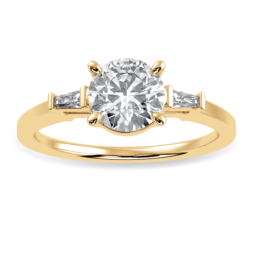 0.30cts. Solitaire Baguette Diamond Accents 18K Yellow Gold Ring JL AU 1209Y   Jewelove.US