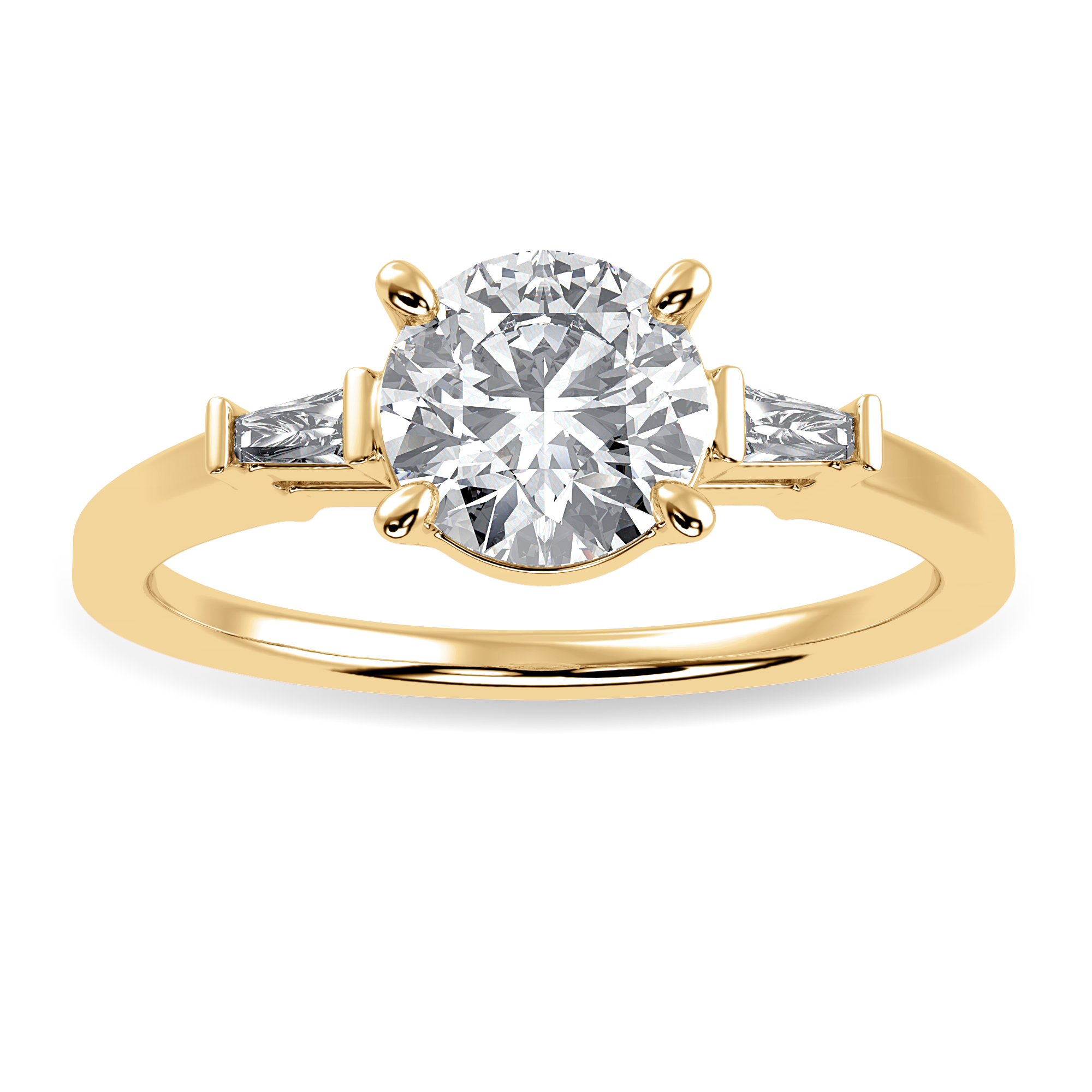 0.50cts. Solitaire Baguette Diamond Accents 18K Yellow Gold Ring JL AU 1209Y-A   Jewelove.US