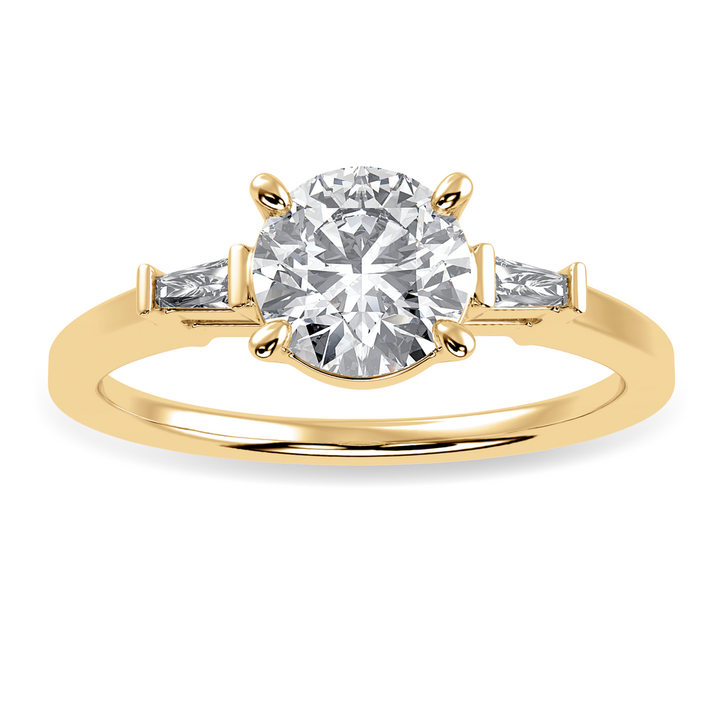 0.50cts. Solitaire Baguette Diamond Accents 18K Yellow Gold Ring JL AU 1209Y-A   Jewelove.US