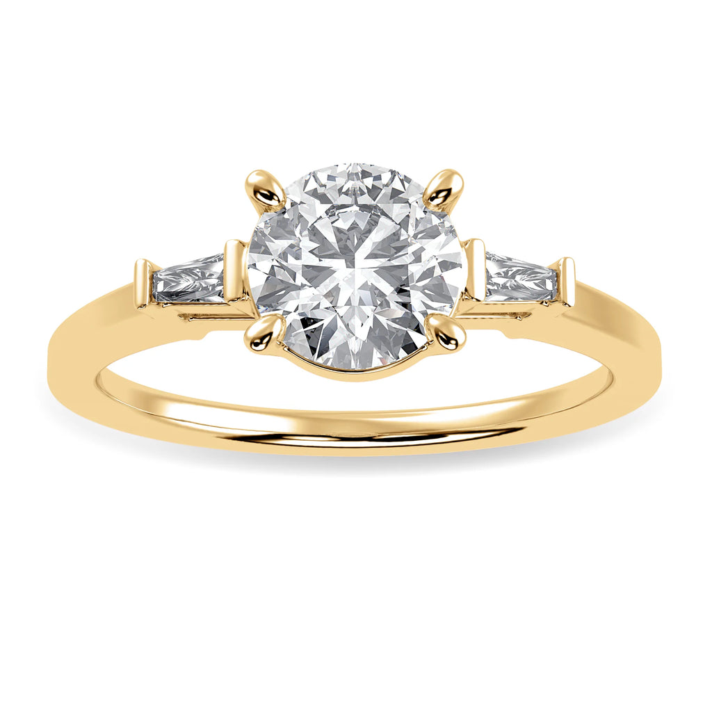 0.70cts. Solitaire Baguette Diamond Accents 18K Yellow Gold Ring JL AU 1209Y-B   Jewelove.US