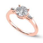 Load image into Gallery viewer, 0.30cts. Solitaire Baguette Diamond Accents 18K Rose Gold Ring JL AU 1209R   Jewelove.US
