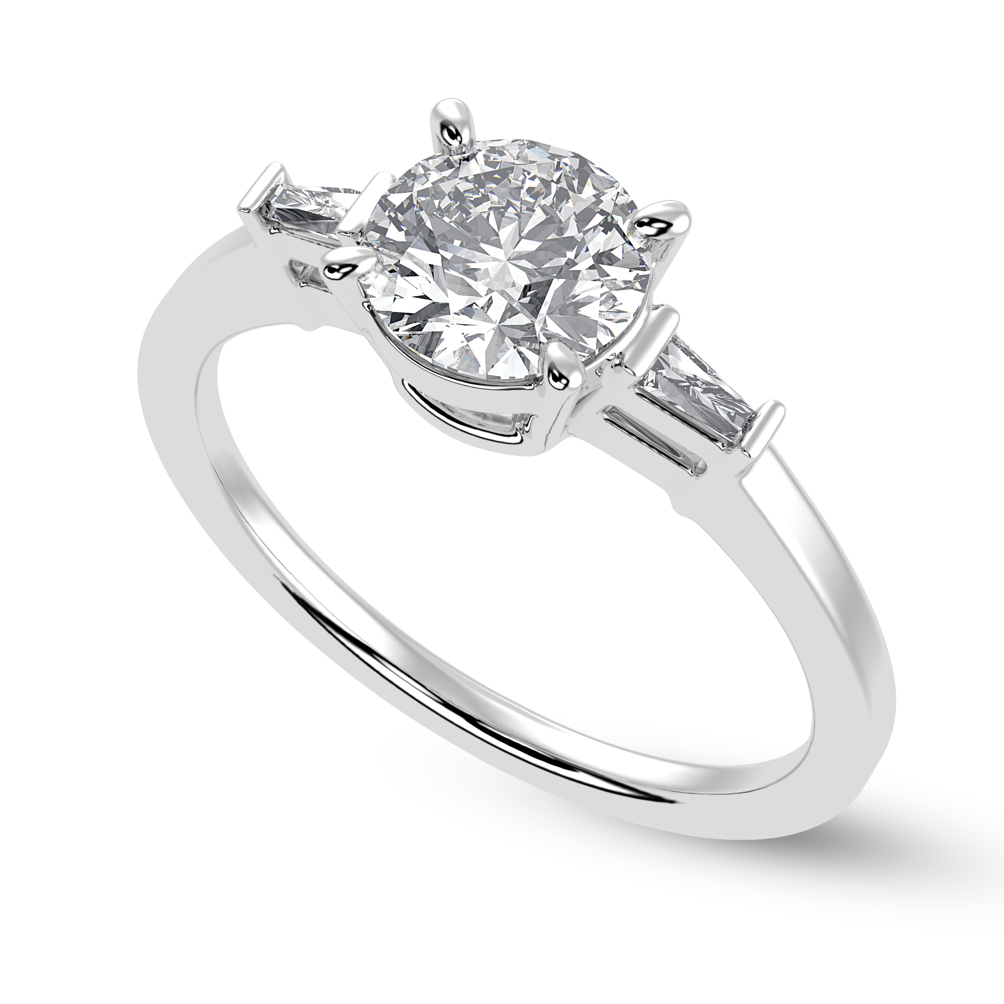 0.30cts Solitaire with Baguette Diamond Accents Platinum Ring JL PT 1209   Jewelove.US