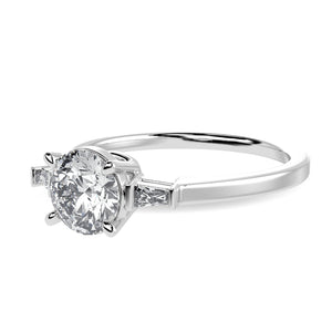 0.70cts Solitaire with Baguette Diamond Accents Platinum Ring JL PT 1209-B   Jewelove.US