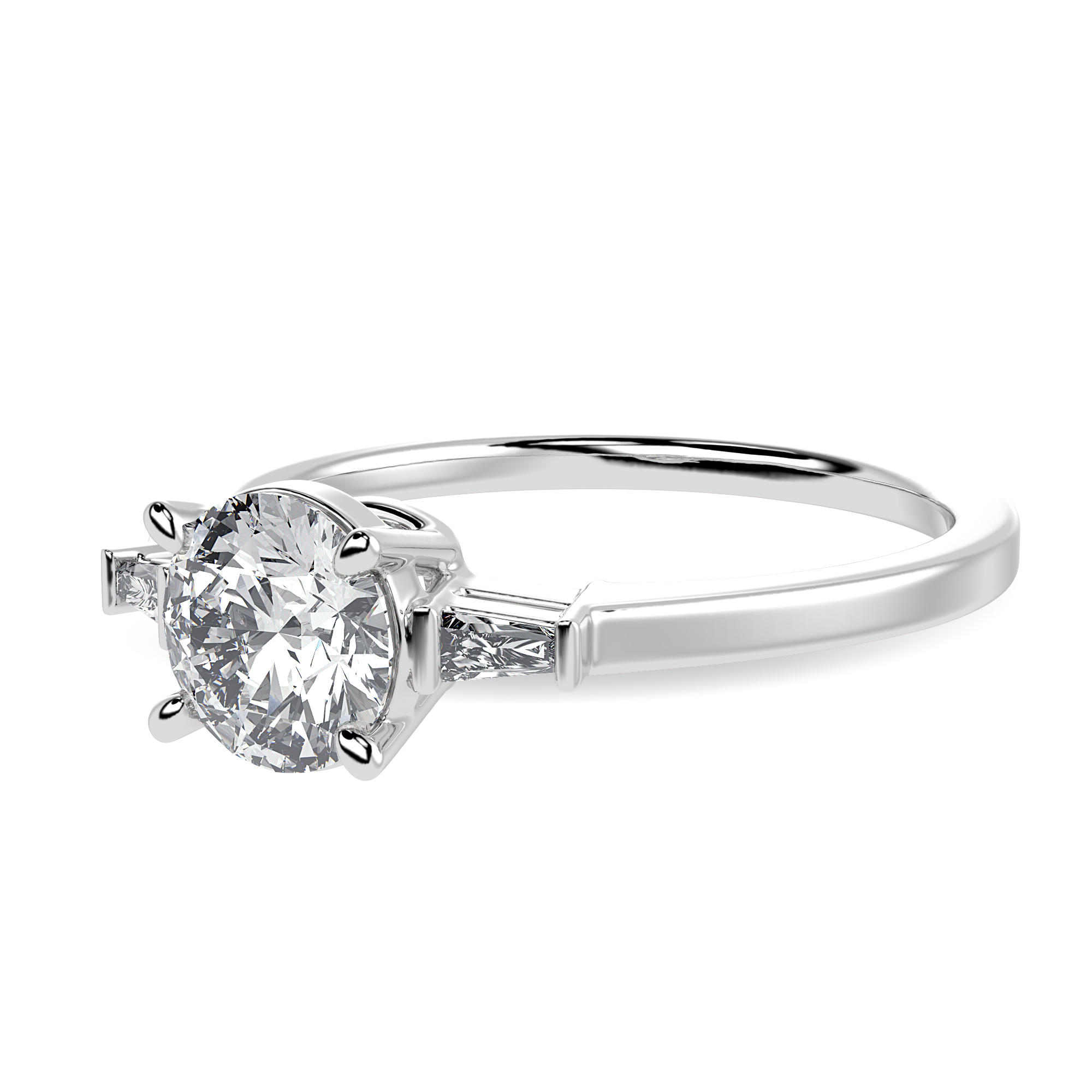 0.30cts Solitaire with Baguette Diamond Accents Platinum Ring JL PT 1209   Jewelove.US