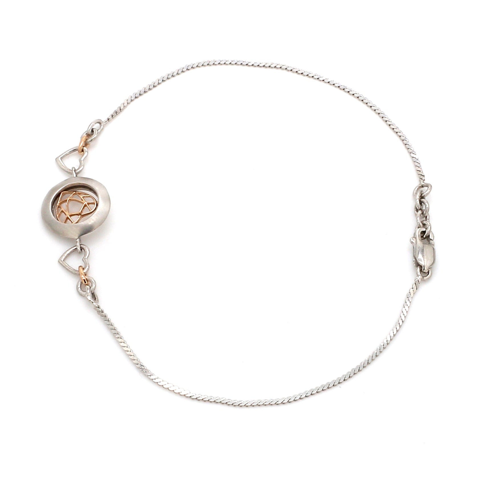 Platinum Rose Gold Heart Bracelet for Women JL PTB 745   Jewelove.US