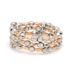 Load image into Gallery viewer, Dazzling Shiny 3-Row Flexible Platinum &amp; Rose Gold Ring with Diamond Cut Balls JL PT 718

