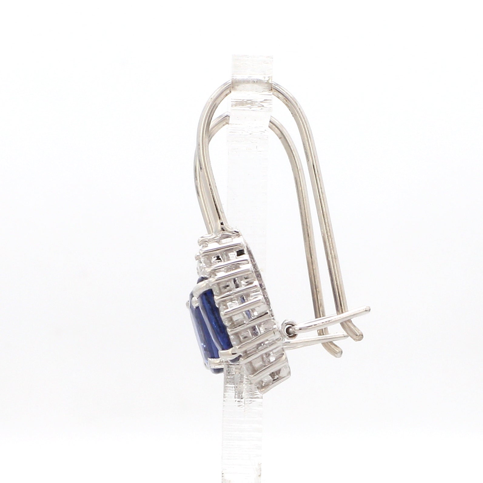 Customised 14K White Gold Kyanite Earrings with diamonds   Jewelove.US