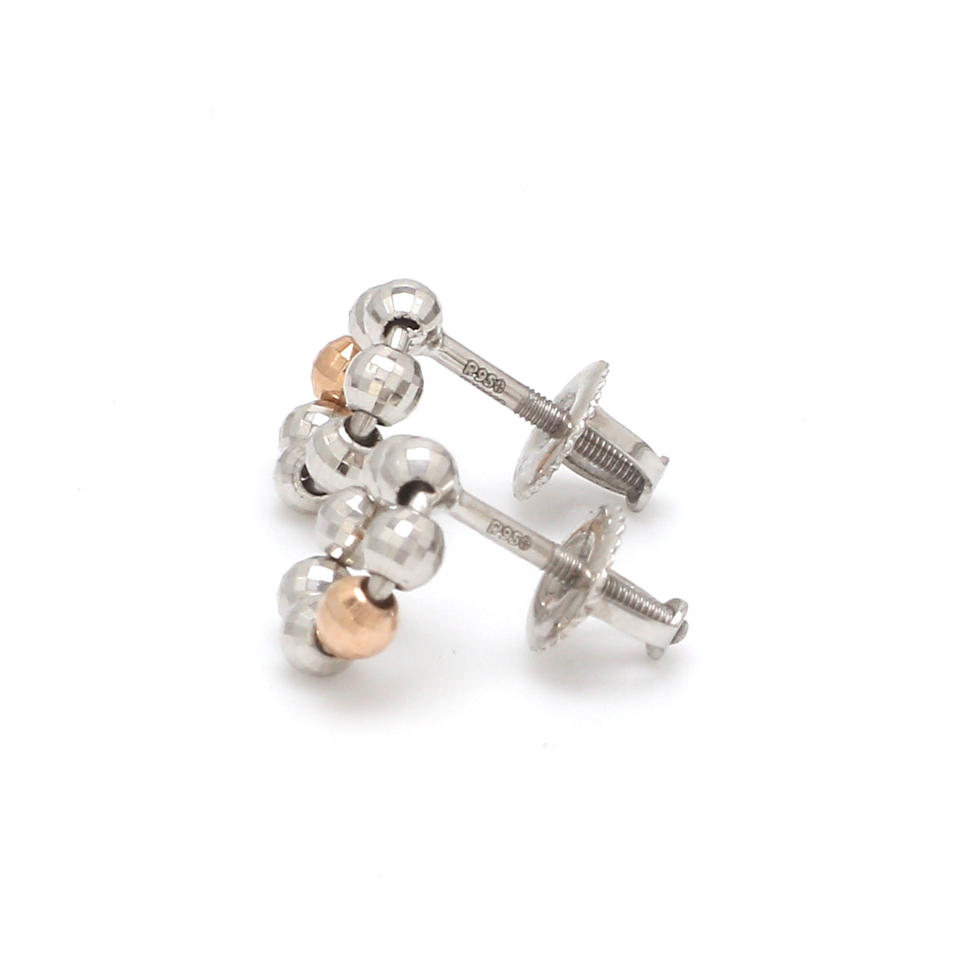 Evara Platinum Rose Gold Diamond Cut Earrings for Women JL PT E 254   Jewelove.US