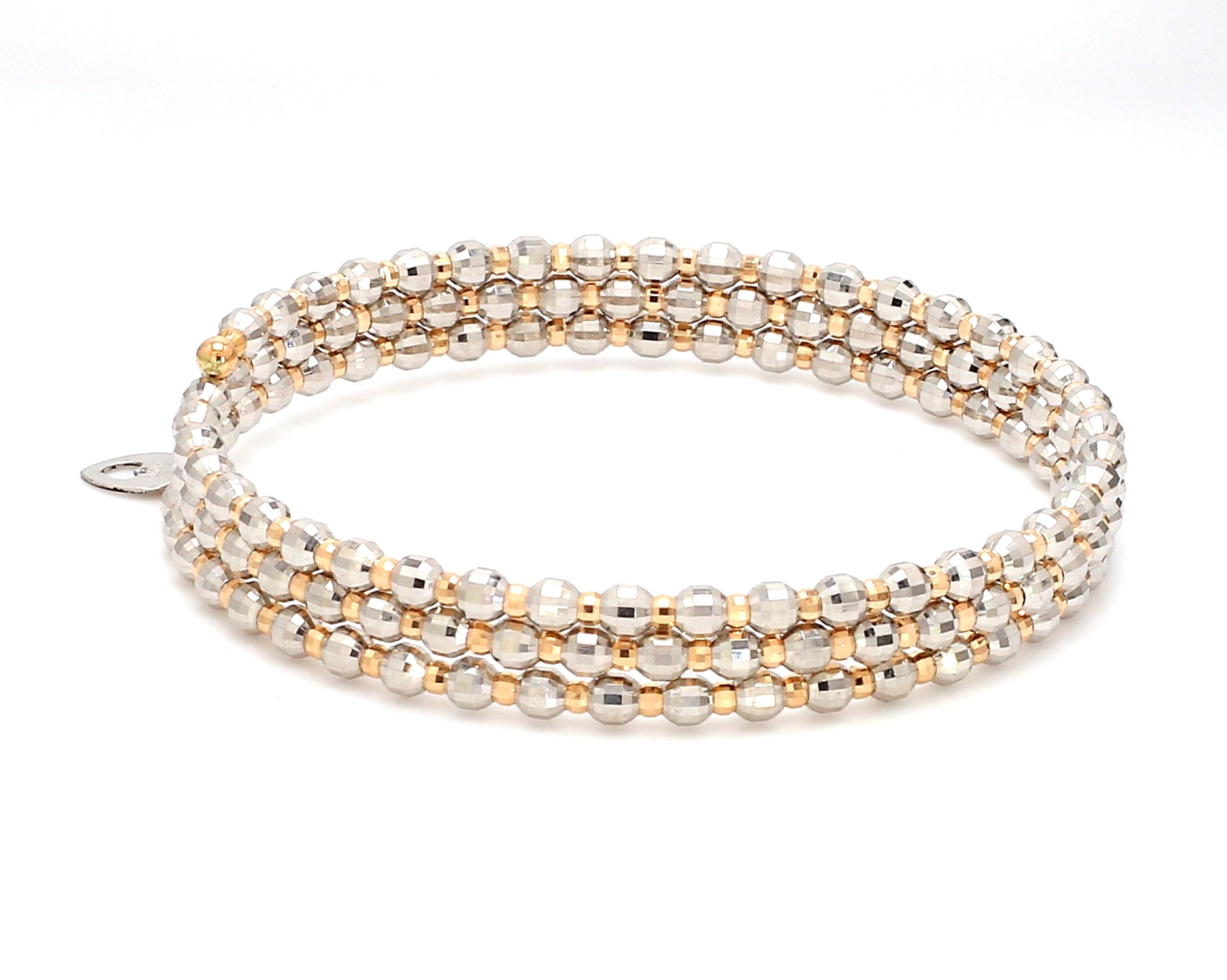 Japanese 3-row Platinum & Rose Gold Bracelet for Women with Diamond Cut Balls JL PTB 768