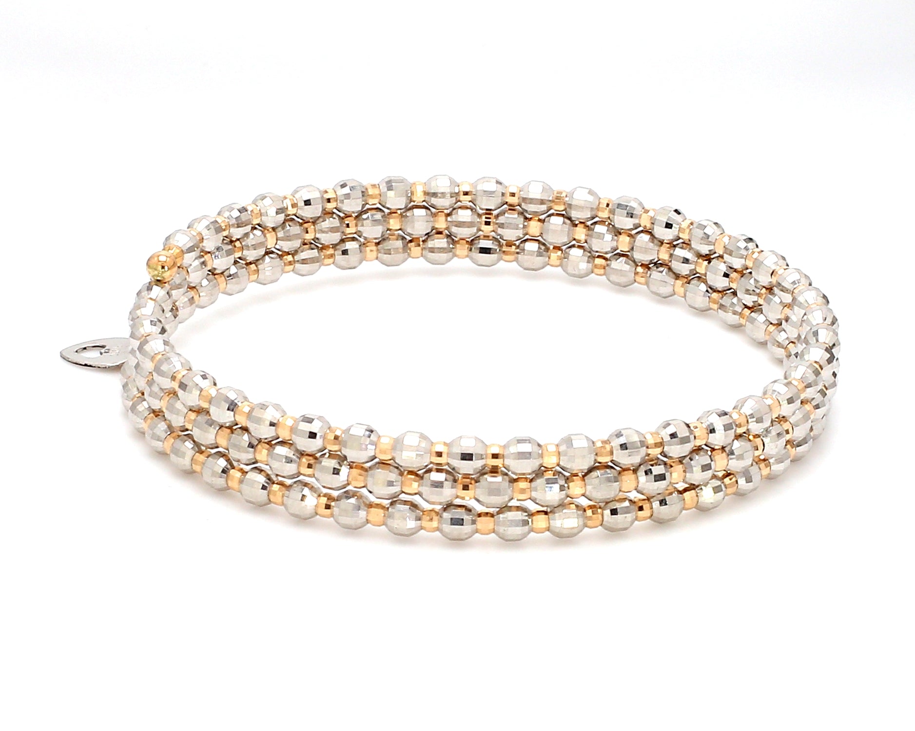 Japanese 3-row Platinum & Rose Gold Bracelet for Women with Diamond Cut Balls JL PTB 768   Jewelove.US