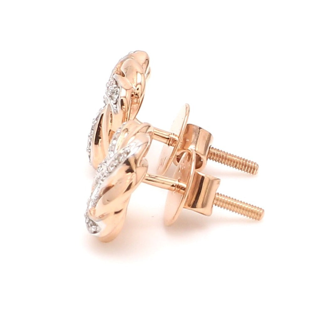 Customised 14K Rose Gold + White Gold earrings with diamonds   Jewelove.US