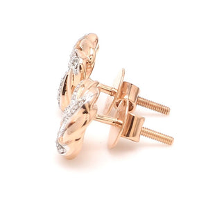 Customised 14K Rose Gold + White Gold earrings with diamonds   Jewelove.US
