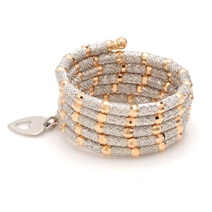 Dazzling Japanese 5-Row Platinum with Rose Gold Flexible Size Ring JL PT 1014