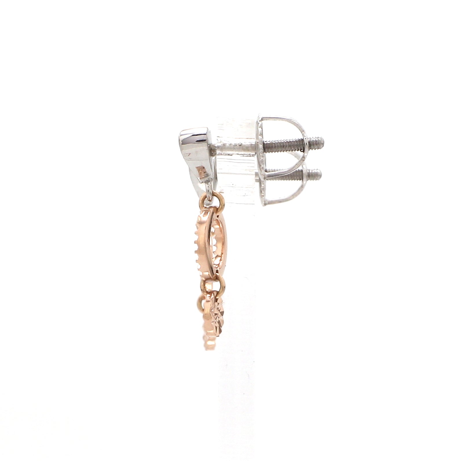 Designer Plain Platinum & Rose Gold Earrings JL PT E 213   Jewelove™