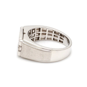 Designer 18K White Gold with Diamond Princess Cut Ring with a Openable Secret Message for Men JL PT 1009