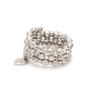 Japanese 3 Row Flexible Size Platinum Ring with Diamond Cut Balls JL PT 1019